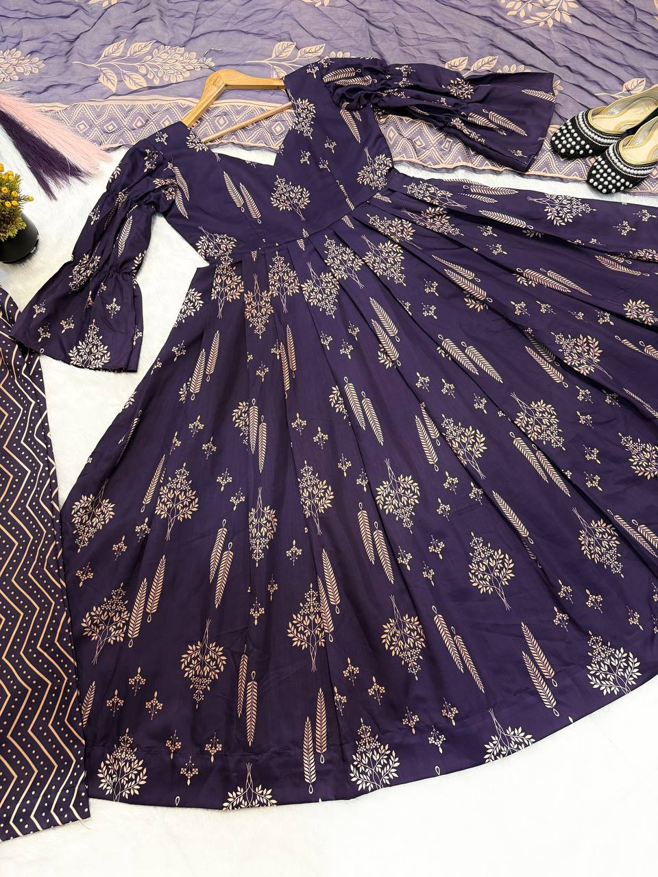 Aubergine Purple Anarkali Set - Festive Wear